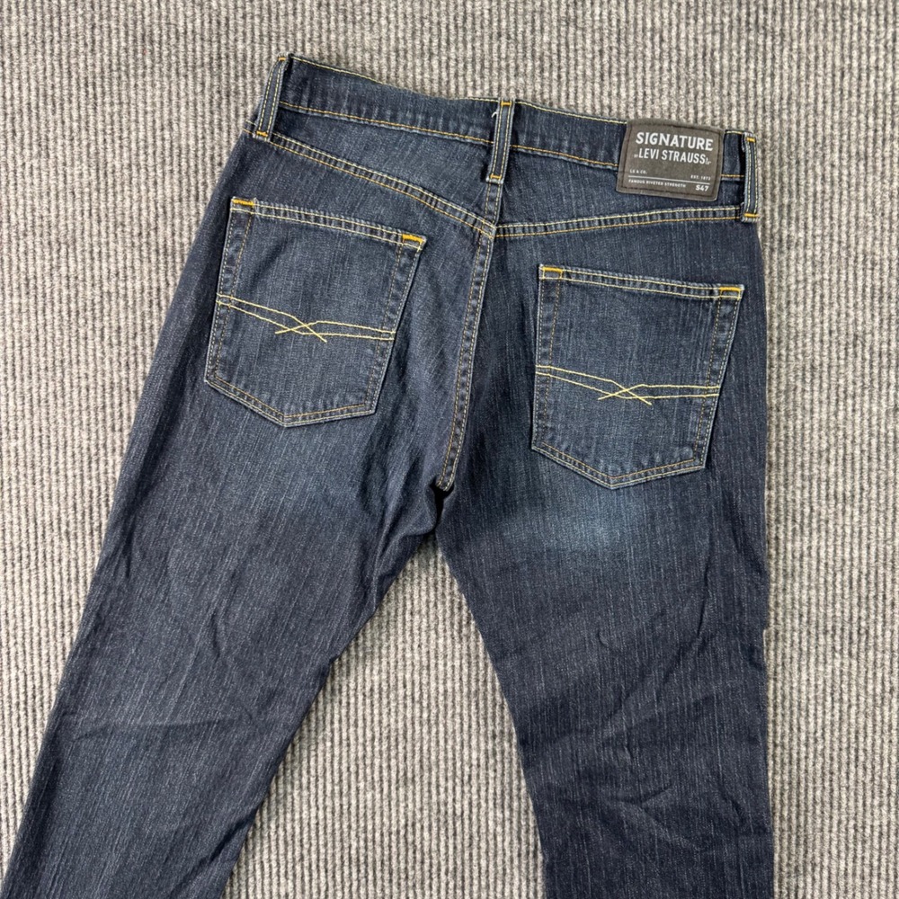 Levi Strauss Signature S47 Jeans Mens 30x30 Regular Taper Dark Wash Denim Pants - Picture 1 of 10